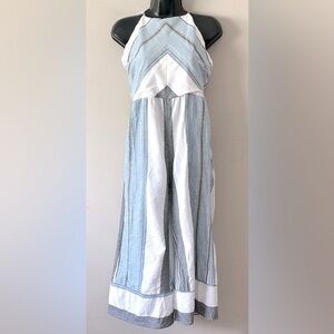 I JOAH Striped Halter WIDE LEG JUMPSUIT in Blue and White SIZE SMALL